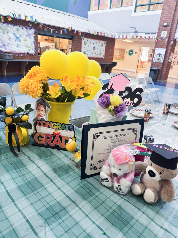 Photo of graduation decorations at the celebration