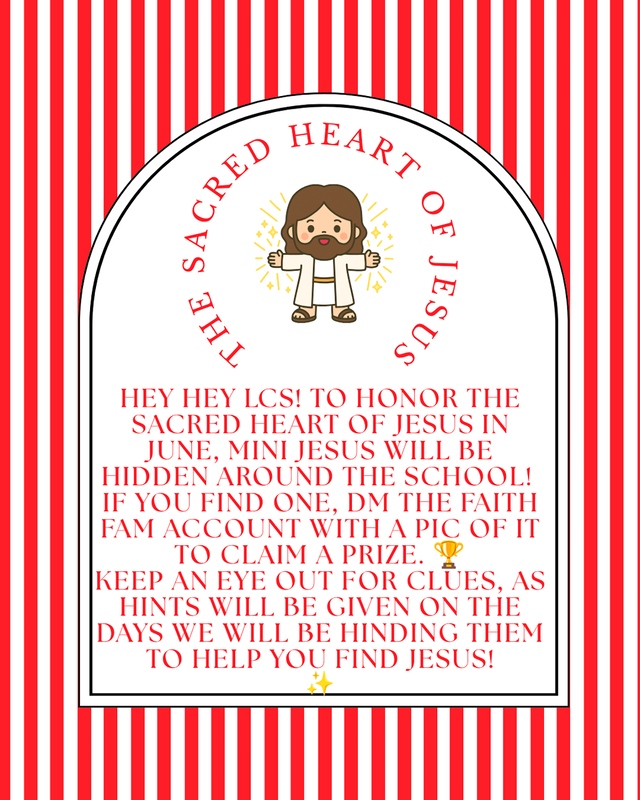 Flyer for the event asking students to find the mini figurines of Jesus and telling them to contact the Faith team when they find them
