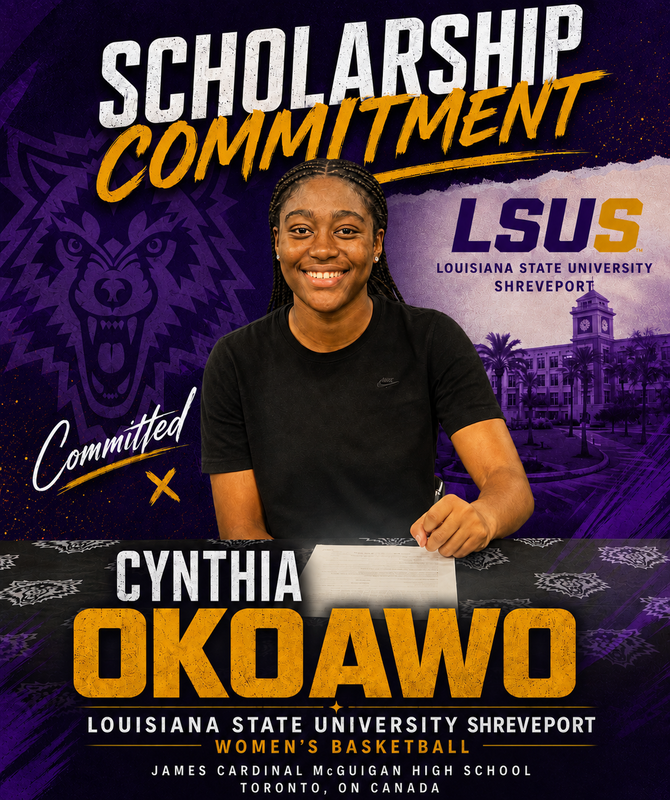 Poster showing a photo of the JCM student athlete in action and where they are committed to