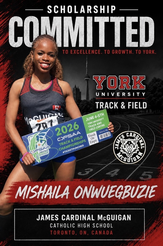 Poster showing a photo of the JCM student athlete in action and where they are committed to