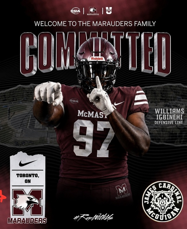 Poster showing a photo of the JCM student athlete in action and where they are committed to