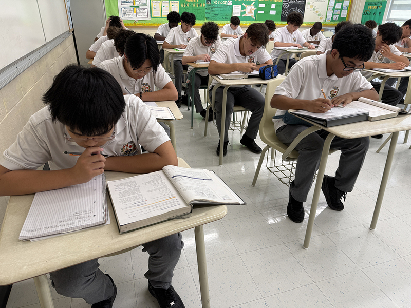 Photo of Chaminade College School students studying in class