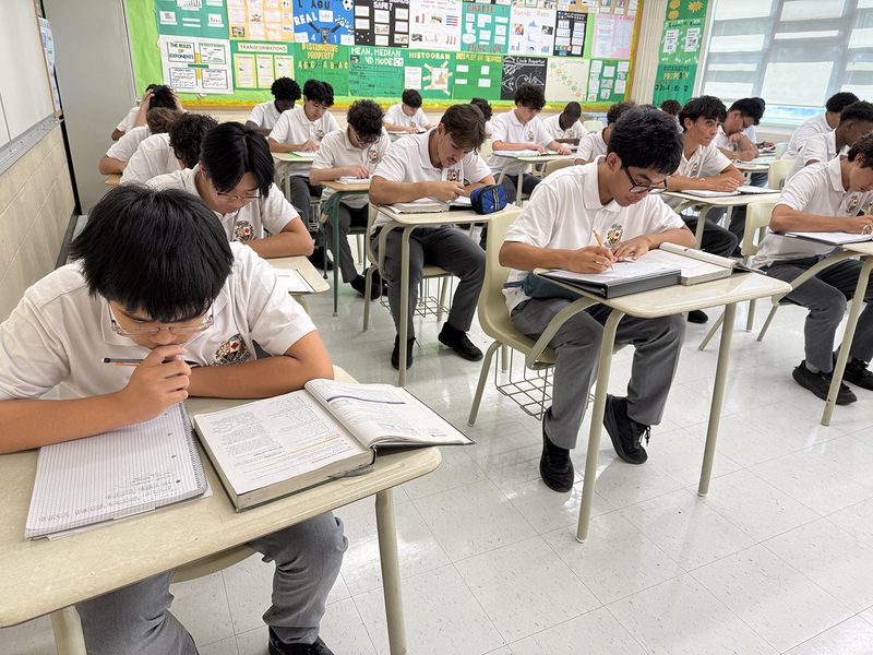 Photo of Chaminade College School students studying in class