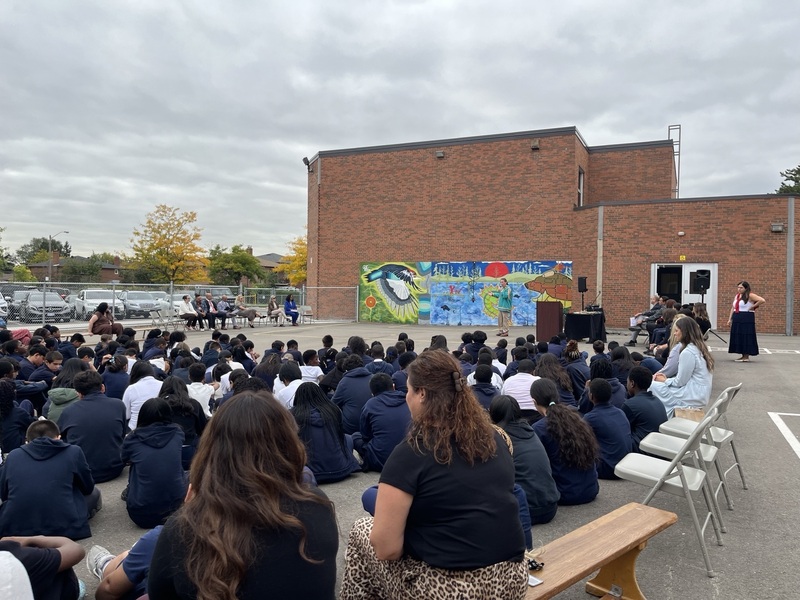 St. Angela Catholic School Unveils Indigenous Mural by Artist Que Rock