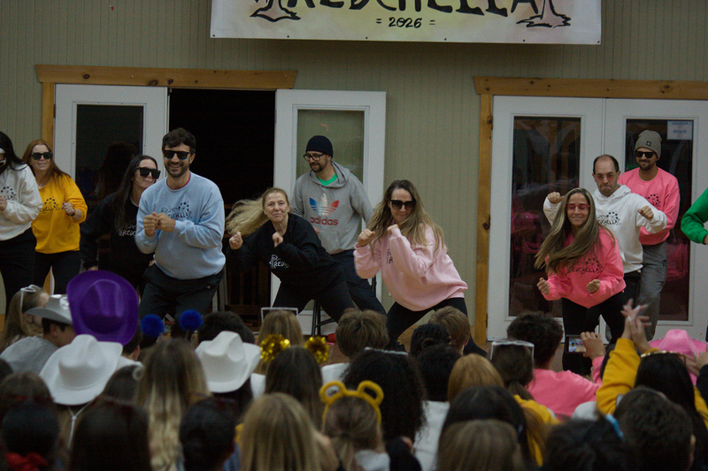 Photo of a group of students doing a performance during a group activity at Camp Muskoka