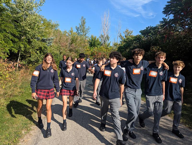 Photo of FJR students in uniform on their walk