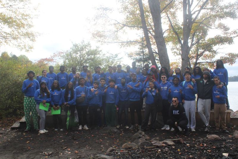 Group photo of Father Henry Carr students and staff at Camp Wanakita
