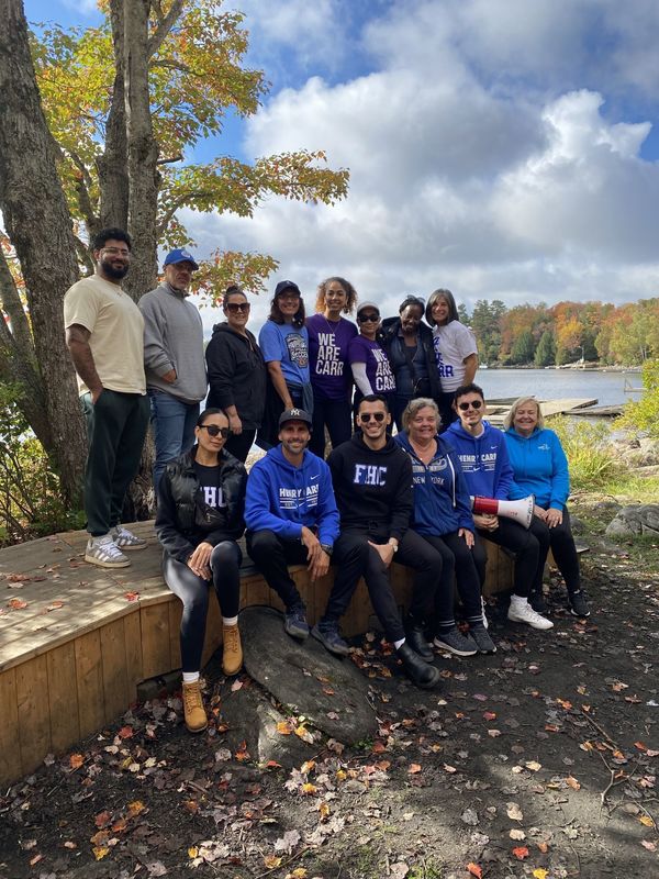 Group photo of Father Henry Carr students and staff at Camp Wanakita