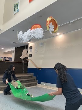Photo of Cardinal Carter students working on the art intsallation