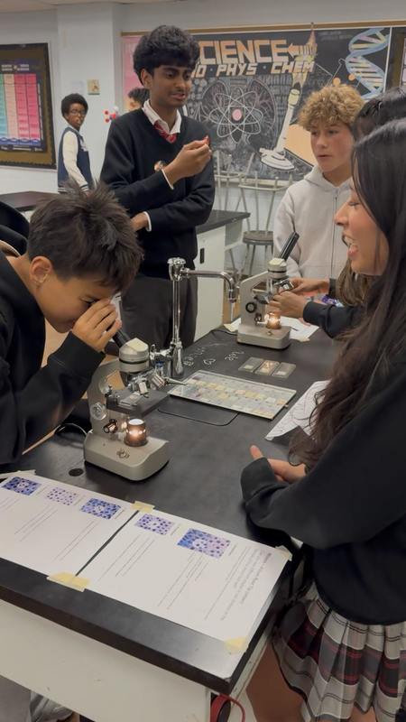 Attendees explore science classroom at  St. Patrick CSS Open House 2025
