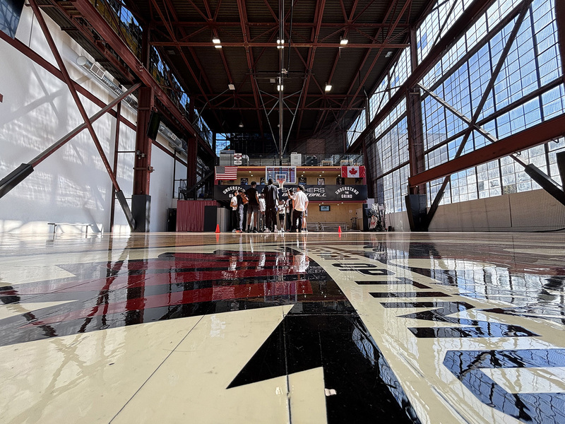Photo of JCM students on the basketball court at BallMatics Academy