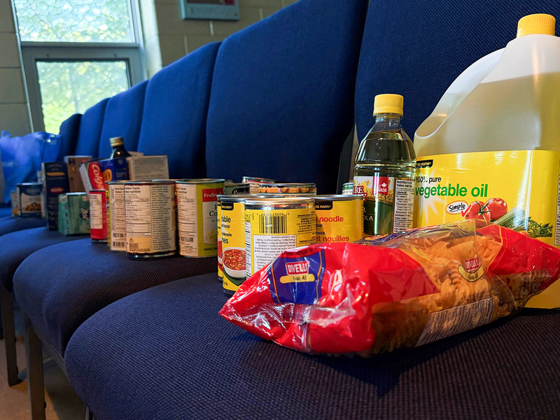 Photo of some of the food collected and donated by the Loretto College School community