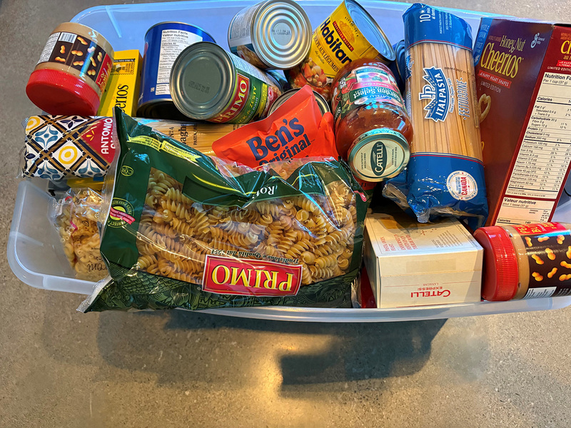 Photo of some of the food collected and donated by the Loretto College School community