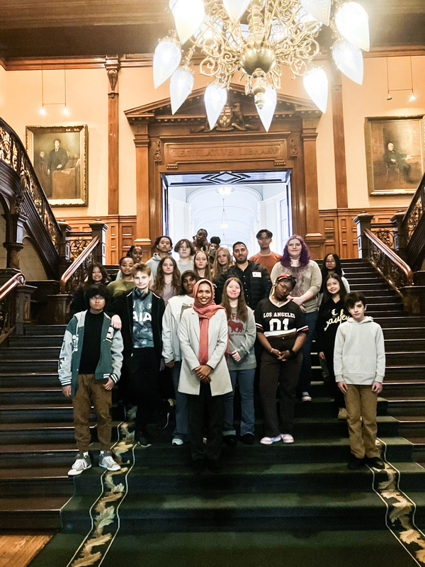 Group photo of St. John Henry Newman Students with MPP Dolly Begum
