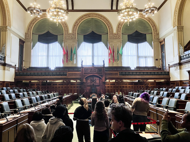 Photo of St. John Henry Newman Students visiting the Ontario Legislature