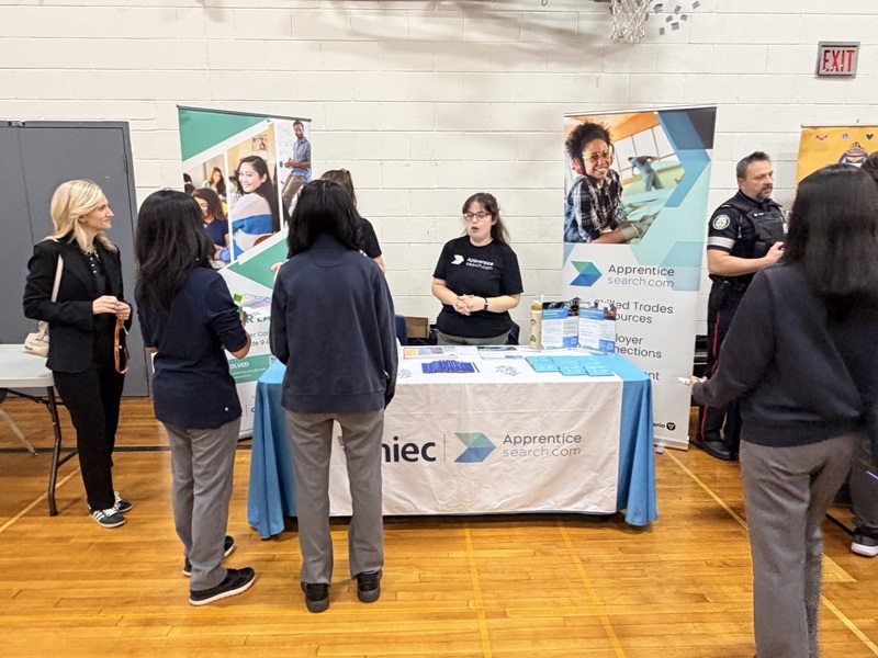 Students engaging with community partners and exploring post-secondary pathways during the event.