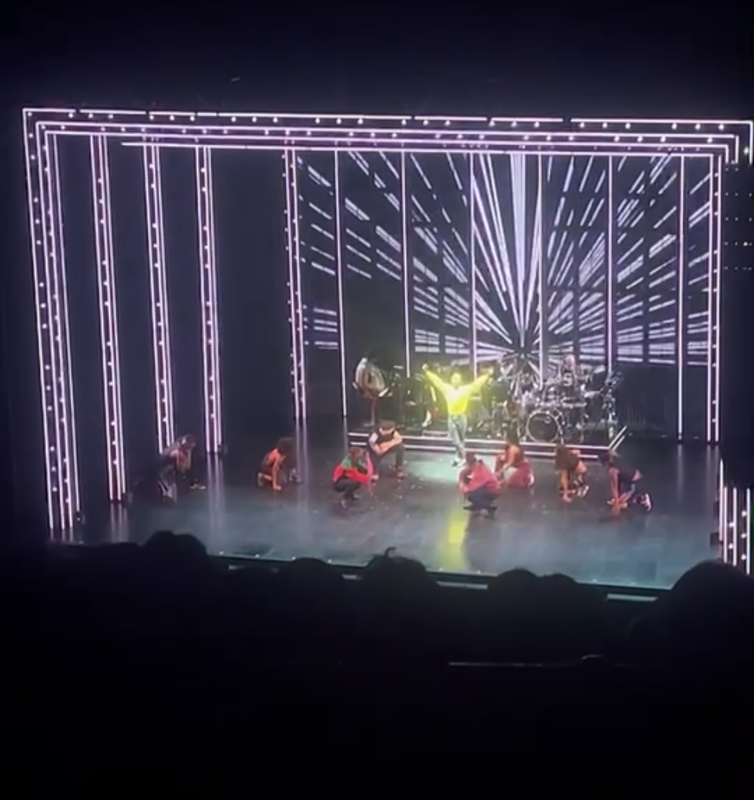 Photo of the stage during the performance of MJ the Musical