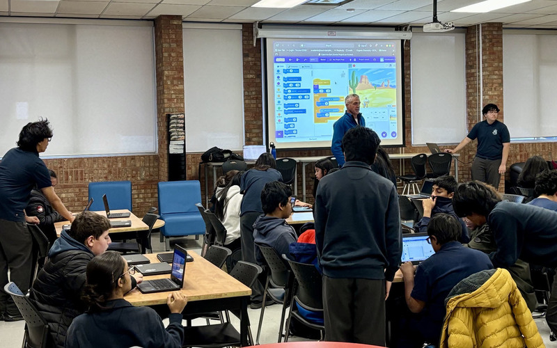 Elementary students attend presentation by high school students during Francis Libermann’s Take Our Kids to High School Day