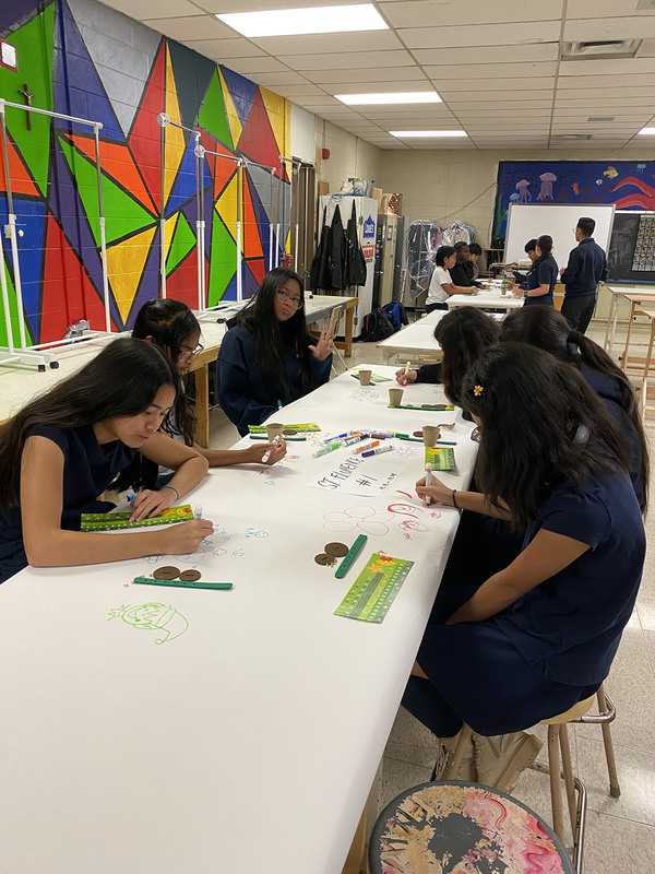 Elementary students attend presentation by high school students during Francis Libermann’s Take Our Kids to High School Day