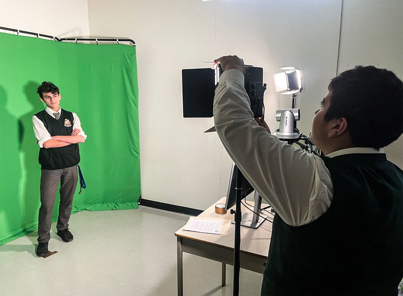 Photo of Chaminade students working on the broadcast