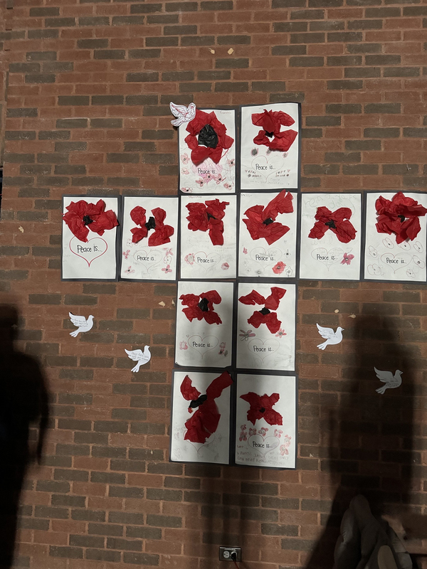 Photo of poppy artwork by students