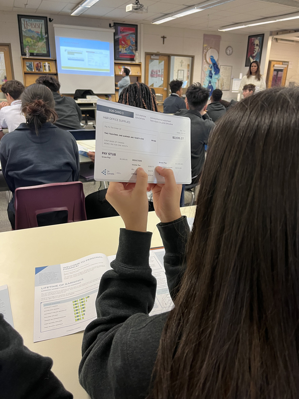 Photo of James Cardinal McGuigan students attending the Junior Achievement (JA) Central Ontario’s Financial Literacy Program