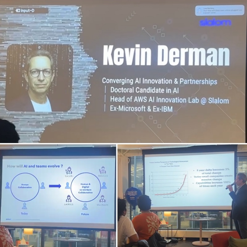 Collage of three photos of the presentation