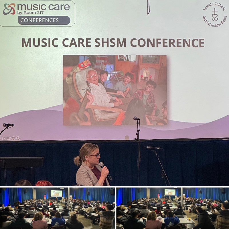 Collage of photos of SHSM students attending MUSIC CARE conference