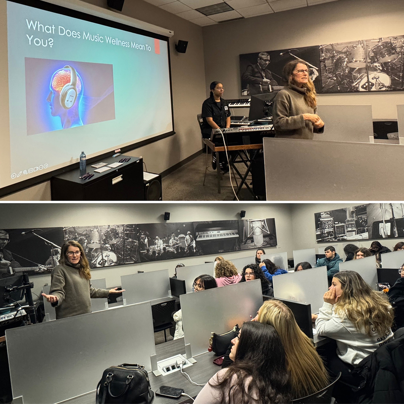 Collage of photos of SHSM students attending MUSIC CARE conference