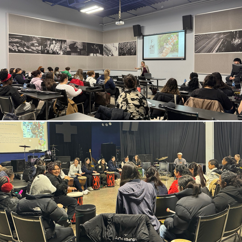 Collage of photos of SHSM students attending MUSIC CARE conference