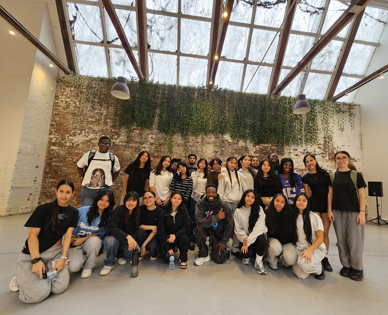 Group photo of SJOA students at the Hip Hop Workshop