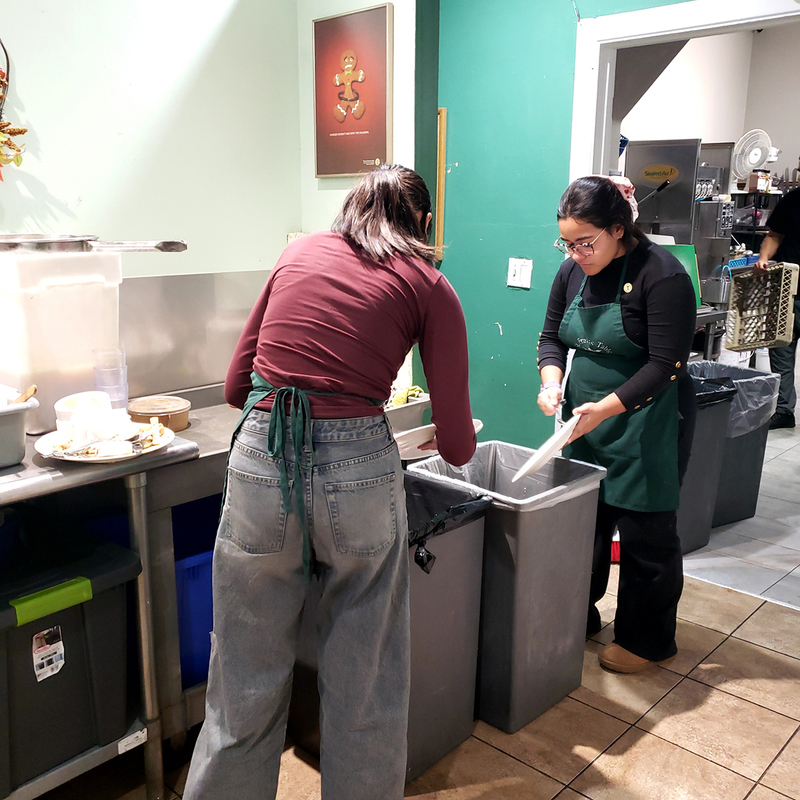 Photo of Loretto College students working at St. Francis Table