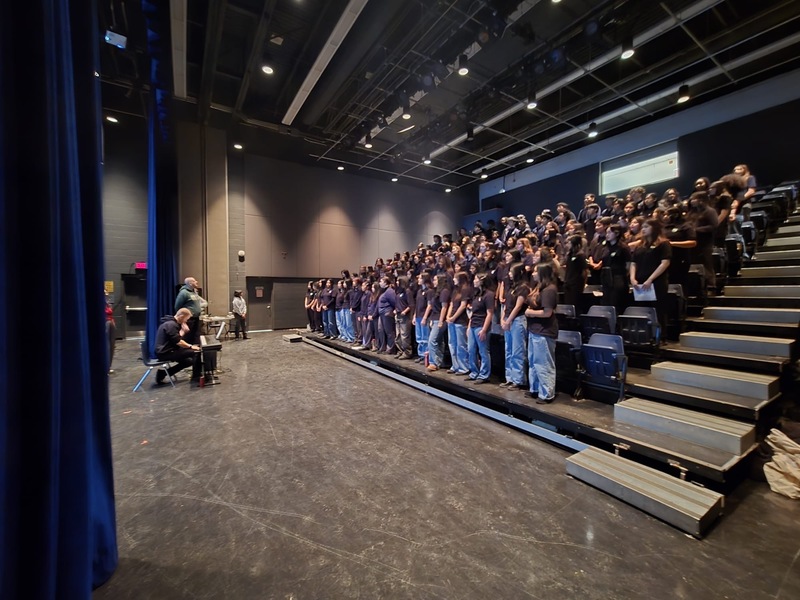 Students from Senator O’Connor, Marshall McLuhan, and St. Joseph Morrow Park rehearsing together during Choir Day 2025.