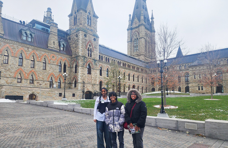 Photo of St. Oscar Romero students in front of the Canadian parliament