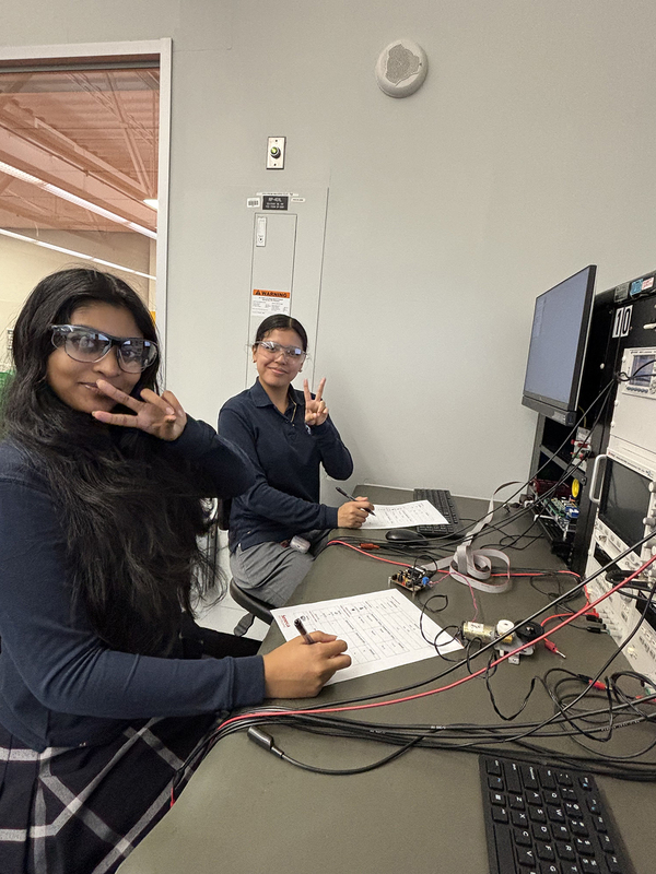 Photo of two SJOA students exploring Health and Wellness technology at Seneca