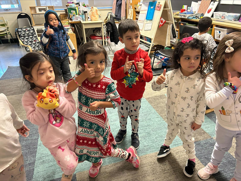 Photo of St. John Bosco students in comfy clothing