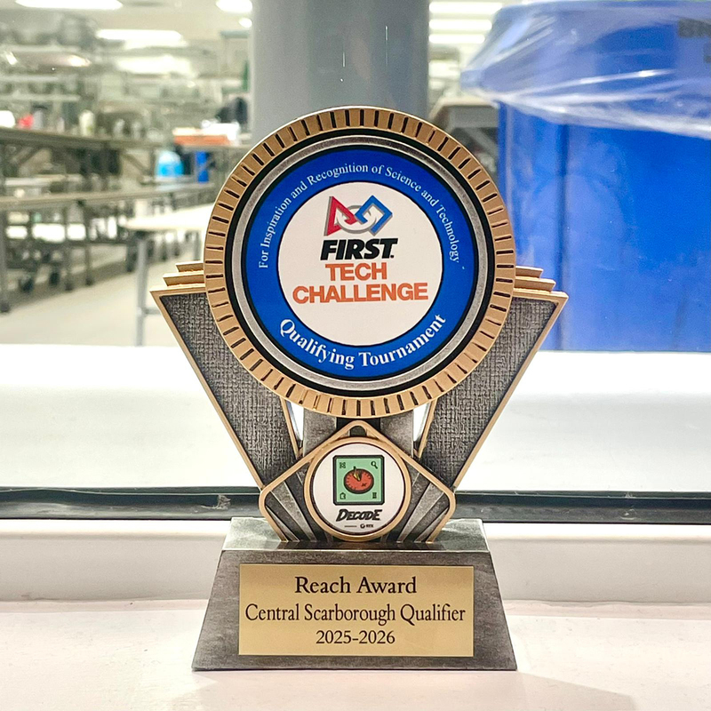 Photo of the trophy won by SMTCA robotics team
