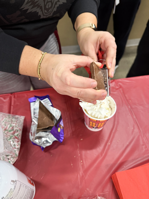 Photo of a cup of hot chocolate being prepared
