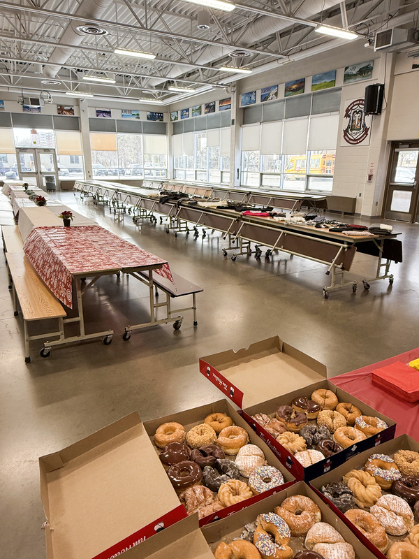 Photo of doughnuts set out for students to eat