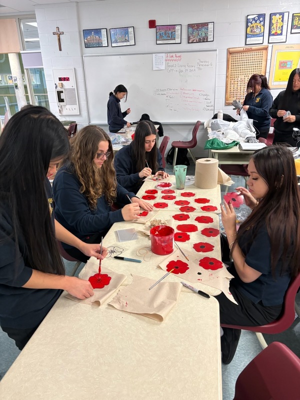 Photo of MPJ students making the poppies