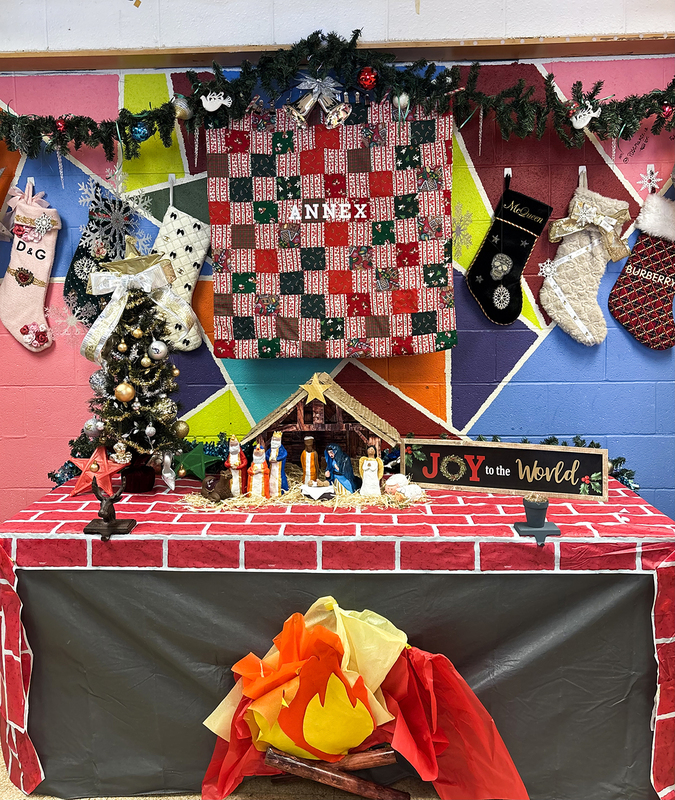 Closeup photo of the Nativity display built by the students