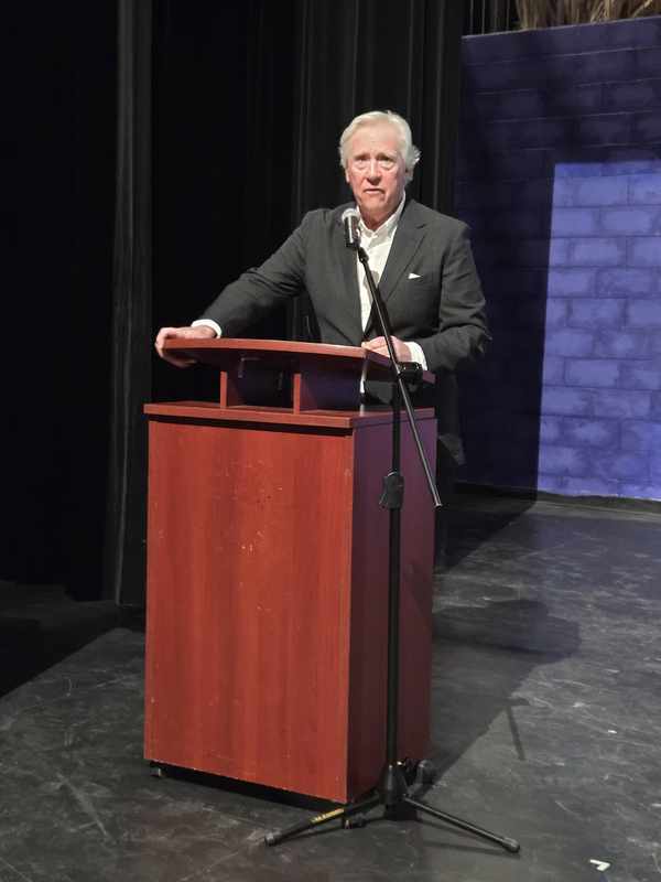 Photo of Mike speaking on the stadium