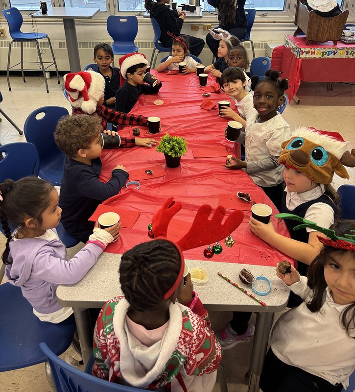 Photo of St. Benedict students drinking and eating snacks together