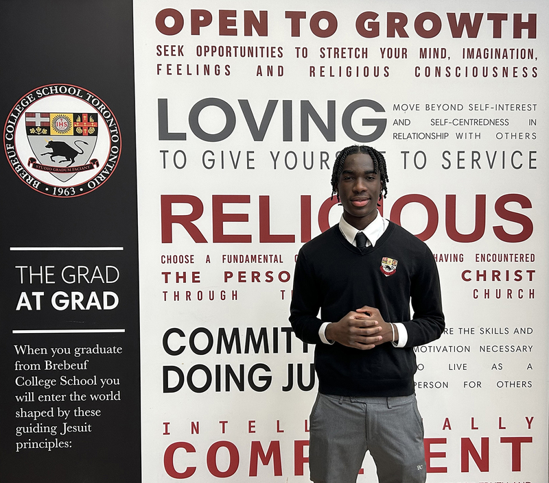 Photo of Chris Williams in his Brebeuf school uniform