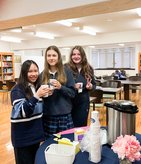 Photo of Loretto Abbey students drinking hot beverages