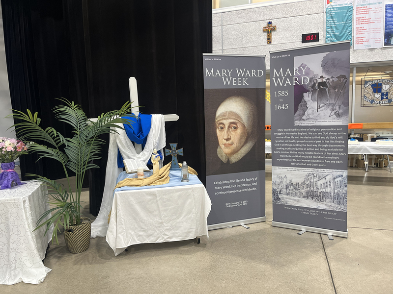 Photo of a display at the event the crosses and other religious symbols
