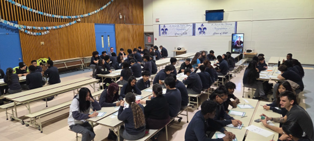 Photo of SJOA students conversing with coaches during the event