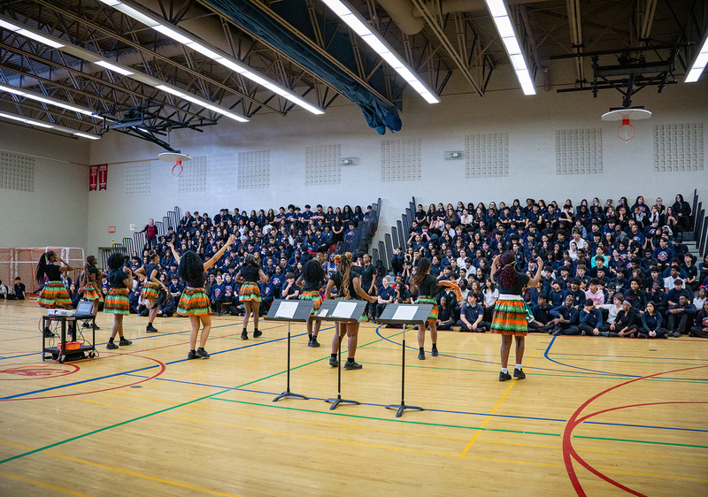 Students performing the Afro dance performance