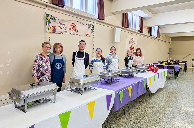 Photos of the MPSJ students serving breakfast with the members of the Catholic Women's League
