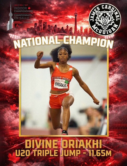 Poster of Divine as National Champion showing her mid-jump